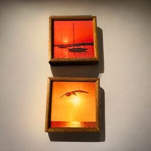 Vintage Sunset Framed Art Set of 2 – 1970s 1980s Coastal Wall Decor